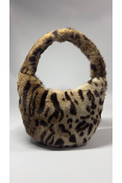 Sola co Lolita Suni Kürk Leopar Omuz Çantası