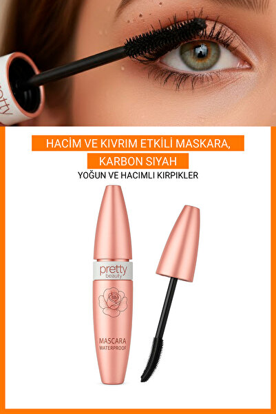 GXMPRO Hacim Ve Kıvrım Etkili Maskara, Karbon Siyahı Maskara, Su Geçirmez Mas...