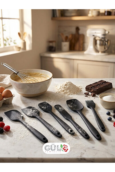 GÜL TEMİZLİK 6 Parça Silikon Pasta Gereçleri Seti – Gri, Siyah, Kırmızı