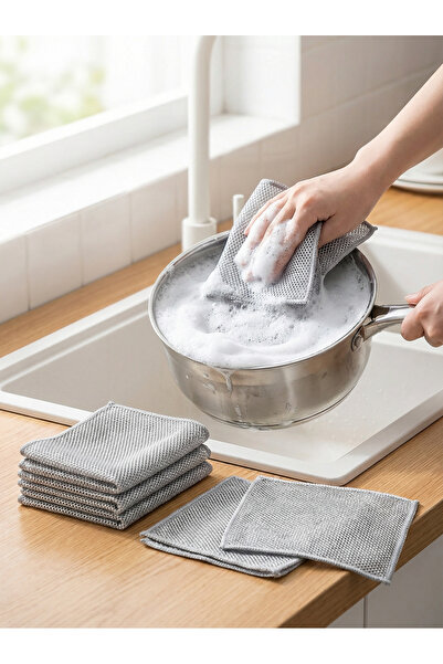 GÜL TEMİZLİK Çok Fonksiyonlu 2 Katlı Tel Sünger | Çizilmeyen Yüzey Temizlik Bezi