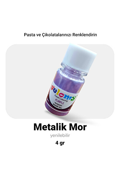 velomy Mor Metalik Yenilebilir Toz Gıda Boyası Çikolata Boyası 4 gr