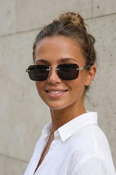 Kapin Eşref Tek Çerçevesiz Dikdörtgen Güneş Gözlüğü - Siyah