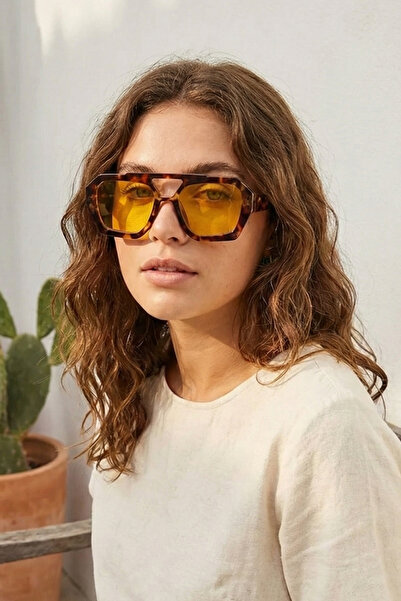 Kapin Viona Kemik Leopar Güneş Gözlüğü - Sarı