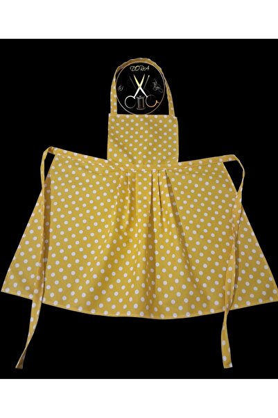 dora ev tekstıl مريلة المطبخ والطاهي باللون الأصفر المنقط 《قماش البط》