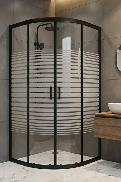 Durul Duşakabin Oval 5mm Siyah Profil Çizgili H.190 Cm