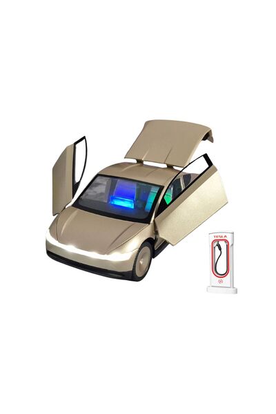 OEM Tesla Robotaxi Metal Car, Sounds, Lights, Doors Open, Gold, 19cm