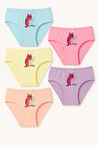 Katia&Bony سراويل داخلية بناتي منقوشة على شكل قطة مكونة من 5 قطع