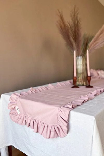 KaiHome Runner cu volane din in roz roz