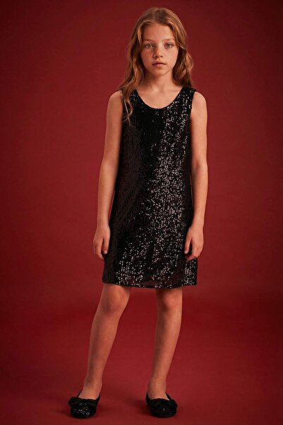 DeFacto Ärmelloses Paillettenkleid für Mädchen mit Neujahrsmotiv D5740A824WN