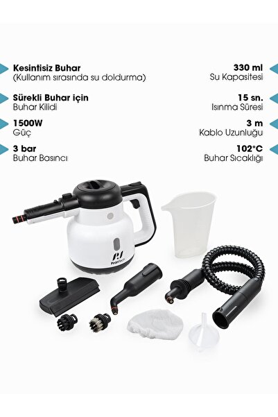 PiranTech CB-902 Buharlı Temizleyici 1500w 3 Bar Buharlı Temizlik Makinesi