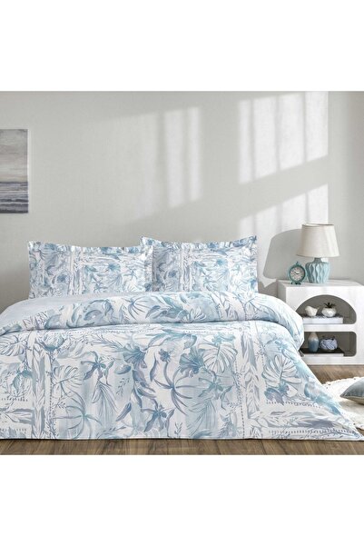 Taç Taç Velora Saten Çift Kişilik Nevresim Takımı Mavi