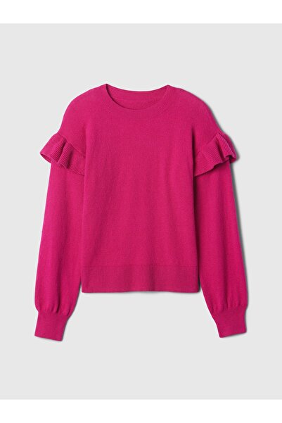 GAP Kız Çocuk Pembe CashSoft Fırfırlı Kazak