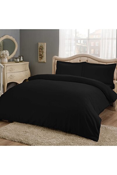 Taç Taç Saten Basic King Size Nevresim Takımı Siyah