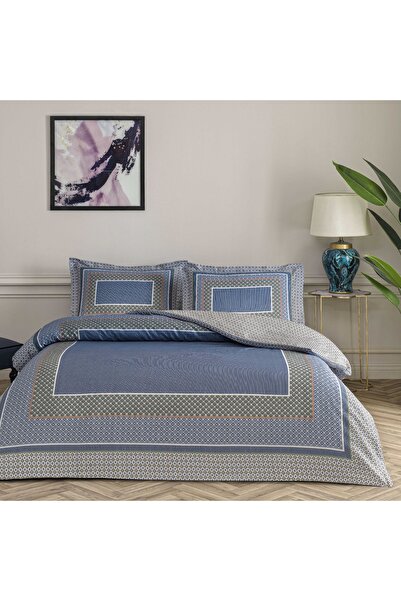 Taç Serenya Saten Çift Kişilik Nevresim Takımı Mavi