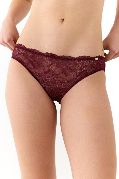 Amarelle Roma burgundy full lace slip panties