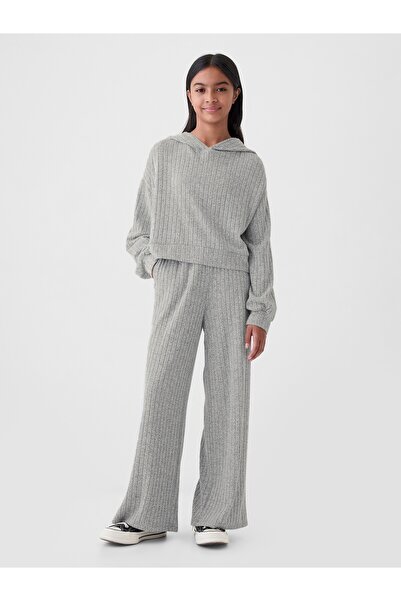 GAP Kız Çocuk Gri Cozy Wide-Leg Eşofman Altı