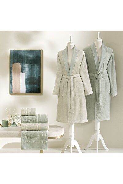 Taç Raya Pure Cotton Cotton Family Set Stone Light Green