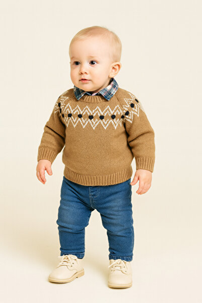 Gocoland Unisex Children's Zigzag Patterned Knitwear Sweater