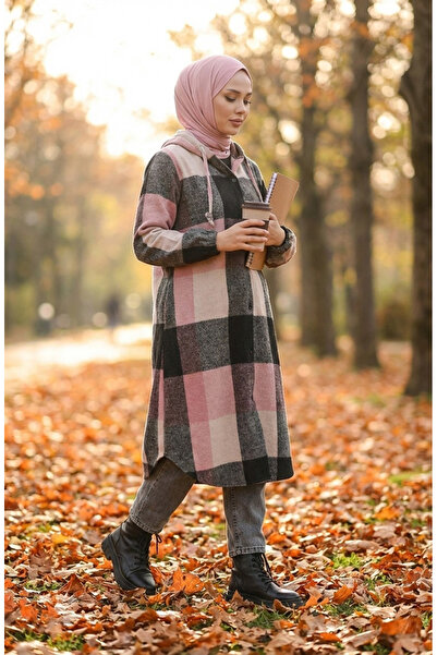 sefamerve Black Powder Patterned Hooded Cap - 0184-05