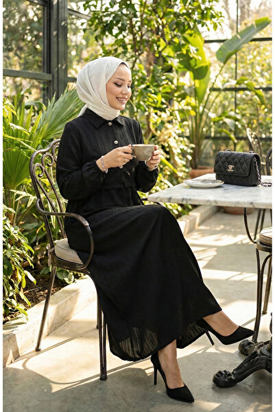 sefamerve Buttoned Vest Dress Double Suit 2119-01 Black