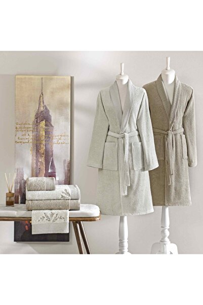 Taç Iris Pure Cotton Cotton Family Set Stone Mink