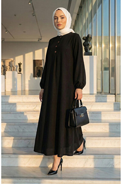 sefamerve Button Detailed Dress 4114-01 Black