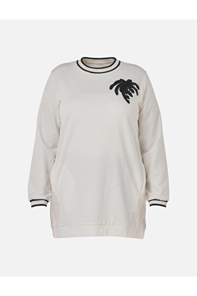 Kayra Contrast Stripe Scuba Sweatshirt Ecru