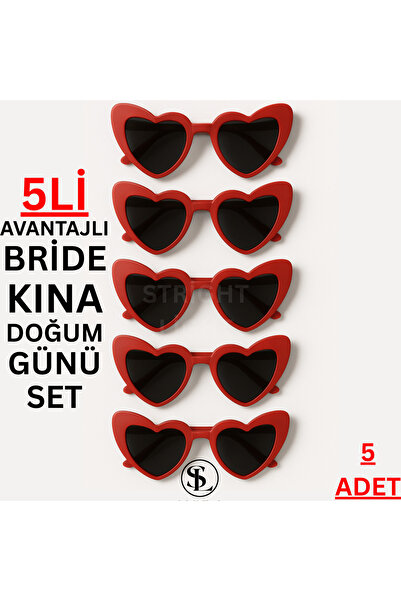 Straight Light Hearted Bride Bridesmaid Sunglasses Set of 5 Red Wedding Engag...