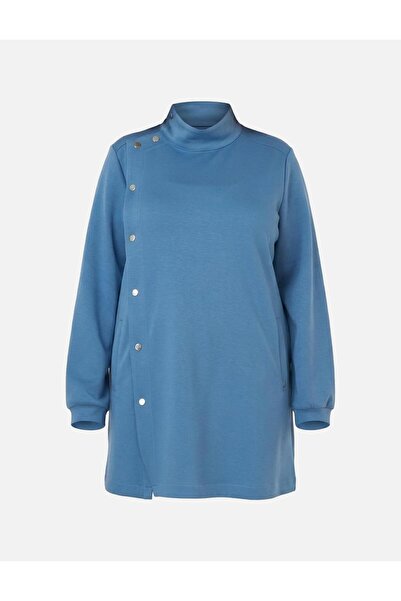 Kayra Mock Neck Scuba Sweatshirt Crown Blue