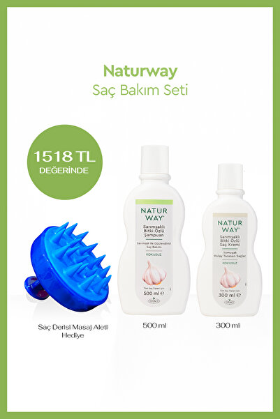 Otacı Naturway Sarımsaklı Bitki Özlü Şampuan Seti - Saç Derisi Masaj Aleti Hediyeli