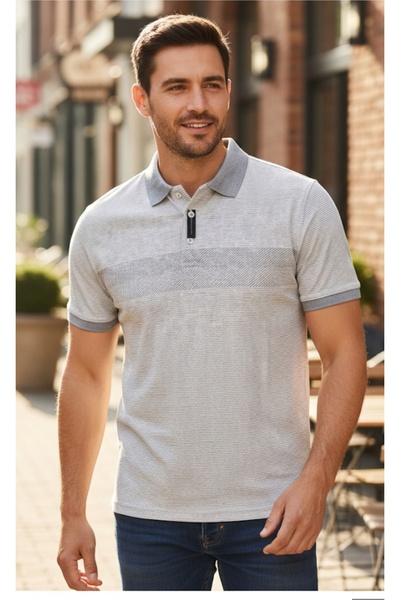 ADVANTE YENİ SEZON PANOLU POLO YAKALI YAKA VE KOL DETAYLI REGULAR FİT ERKEK T...