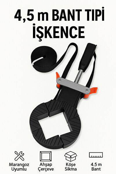MertTools Bailey Bant Tipi İşkence 4.5 Metre | Köşe, Çerçeve ve Marangoz Sıkma Aparatı – Gergi Kayışlı İşkence