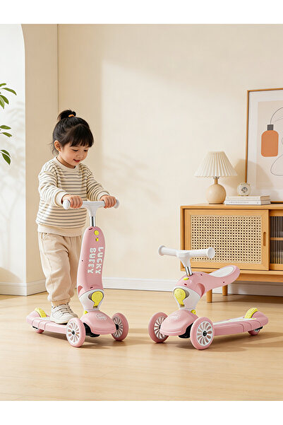 KidLe سكوتر ركل 2 في 1 للأطفال، سكوتر قابل للطي مع مقعد قابل للتعديل، للأطفال...