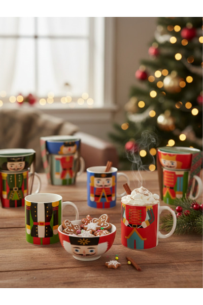 Tohana طقم أكواب وأوعية من البورسلين مع تماثيل الجنود الرصاصيين