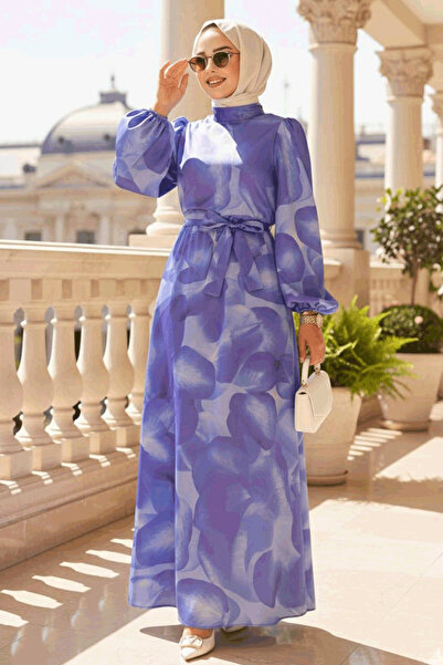 Neva Style Φόρεμα Hijab με Μωβ Μοτίβο - 23424MOR