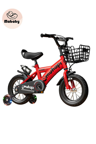 Ma Baby دراجة مقاس 14 بوصة للأطفال والأولاد والبنات، مع عجلات مساعدة وامضة وس...