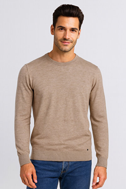 NCS Erkek Triko Bisiklet Yaka Bej Yün Görünümlü Tüylenmez 3009