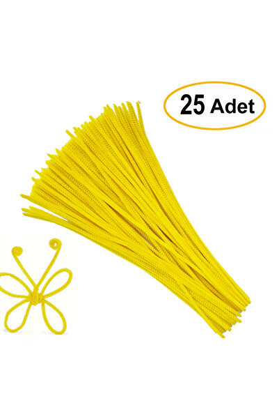 Butik 25 Adet Sarı Şönil, Çiçek Yapımına Uygun Tüylü Tel, 30 Cm 6 Mm