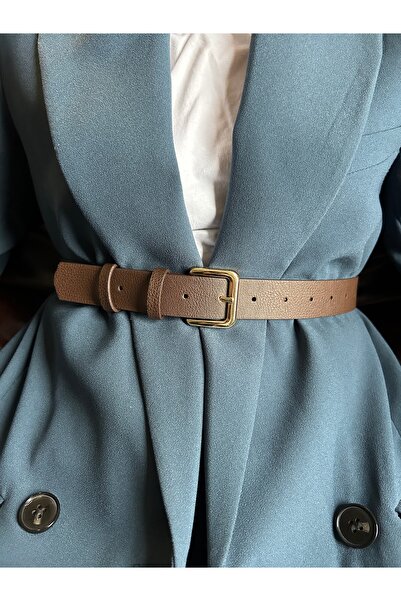 LİA KEMER Loyal Curea cu model dreptunghiular pentru femei, cu cataramă aurie...