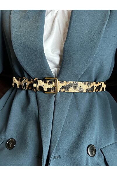 LİA KEMER Loyal Curea cu model dreptunghiular pentru femei, cu cataramă aurie...