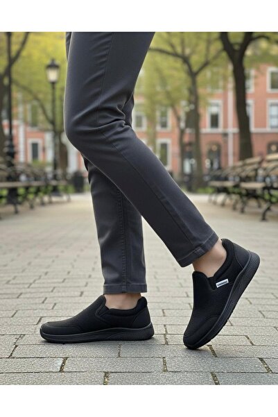 Budaks Men's Black Laceless Casual Walking Sports Shoes Lightweight Flexible ...