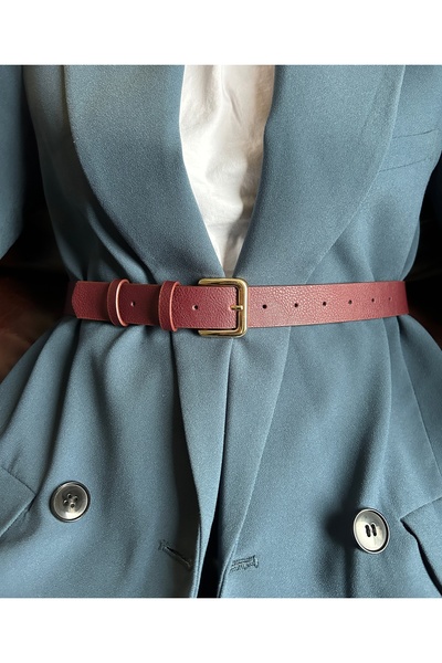 LİA KEMER حزام نسائي ذهبي اللون من Loyal بنمط مستطيل، حزام للسترة، حزام للملا...