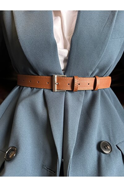 LİA KEMER Lyric Square Patterned Women Silver Buckle Belt Curea pentru haine ...