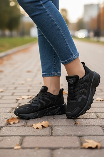 Afşin Pantofi de aer pentru femei, negru, cu talpă înaltă, pantofi sport conf...