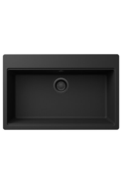 ELLECI Set chiuvetă bucătărie Complete Time 130 Granite, negru mat, cu scurge...