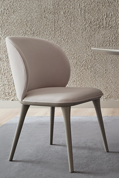 Enza Home Hera Sandalye, Kadife Dokulu Kumaş - Krem