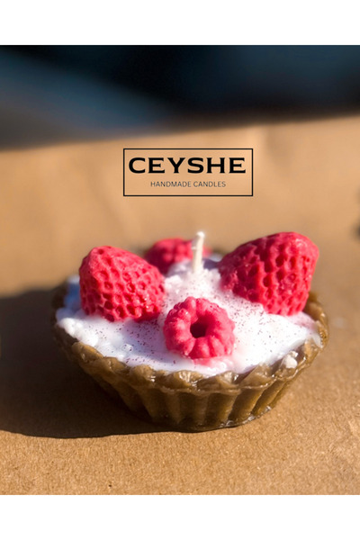 2’li Çilekli Tart Mum Hediyelik Mum