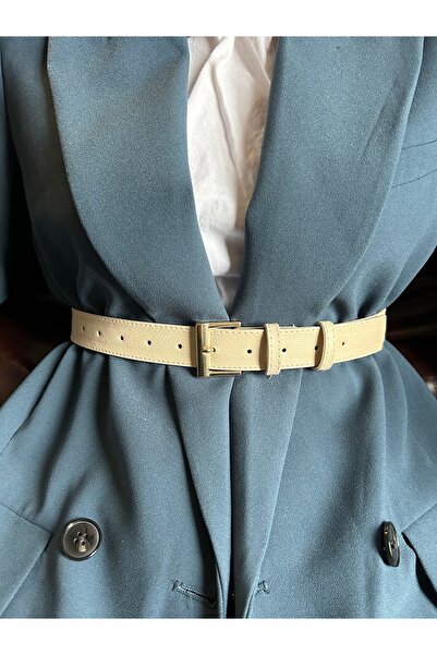 LİA KEMER Lyric Square Patterned Women Gold Buckle Belt Curea pentru haine Cu...