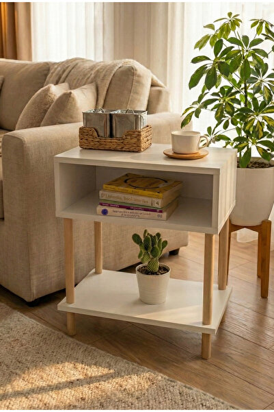 PEKA Yan Sehpa - Salon - Oturma Odası Zigon Sehpa - Beyaz