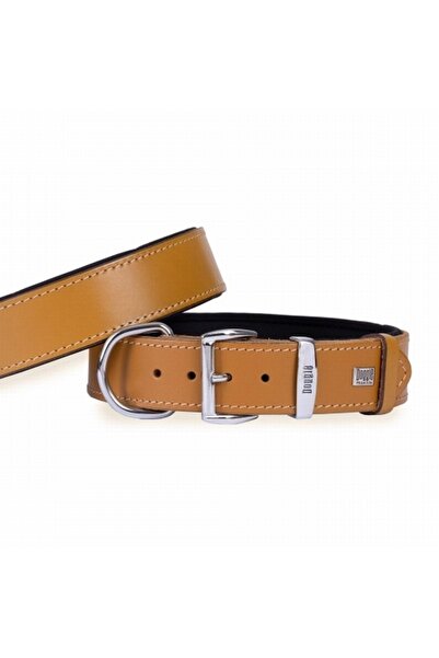 Doggie Comfort Leather Dog Collar Camel 4X52 60 cm